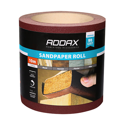 Sandpaper Roll 80 Grit Red 115mm x 10m