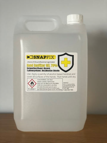 Snapfix Large 5 Litre Hand Sanitising Gel 70% Alcohol **IN STOCK**